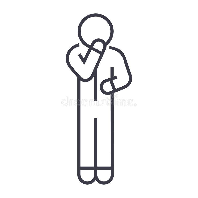 Wątpi mężczyzna liniową ikonę, znak, symbol, wektor na odosobnionym tle ilustracji Wątpi mężczyzna liniową ikonę, znak, symbol, wektor na odosobnionym tle ilustracji