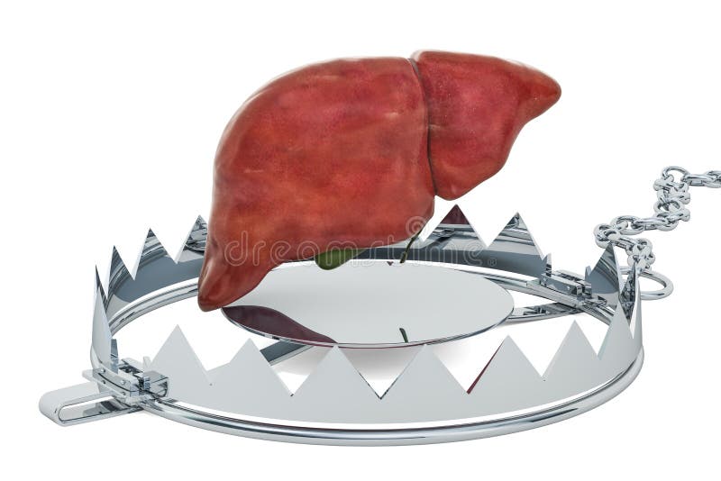 Wątróbki Bólowy pojęcie Ludzka wątróbka wśrodku niedźwiadkowego oklepa świadczenia 3 d ilustracji Wątróbki Bólowy pojęcie Ludzka wątróbka wśrodku niedźwiadkowego oklepa świadczenia 3 d ilustracji