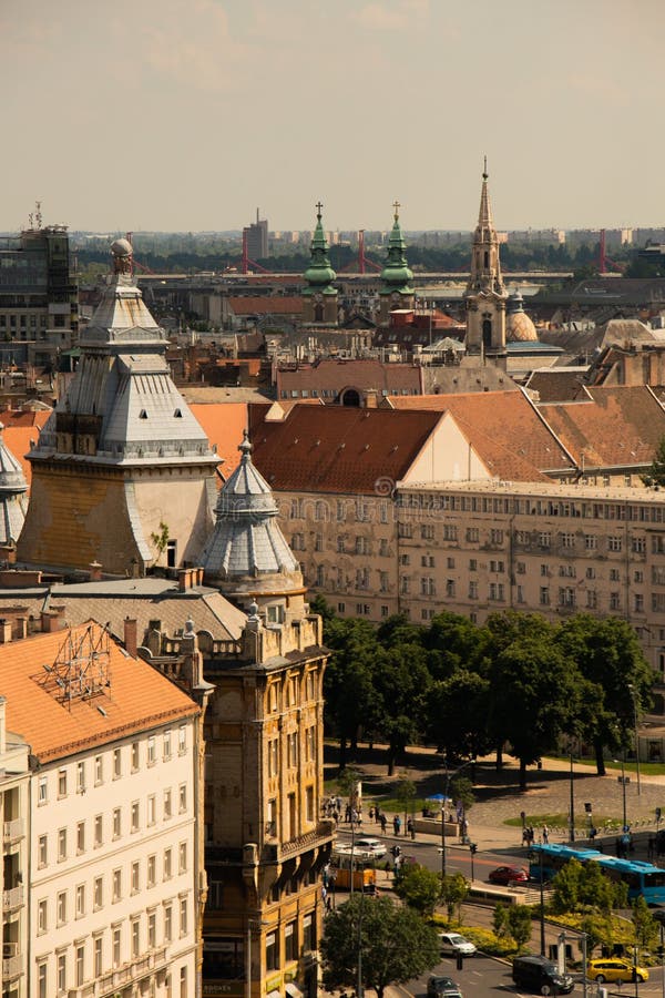 Węgierski kapitału Budapest miasta linii horyzontu widok z lotu ptaka obrazy stock Węgierski kapitału Budapest miasta linii horyzontu widok z lotu ptaka obrazy stock