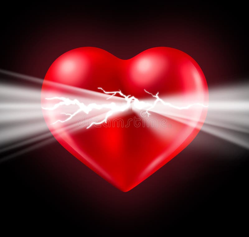 Power of human love and Euphoria with intense feelings and the energy of romantic emotions emerging and bursting from a glowing red heart shaped valentine symbol on a black background. Power of human love and Euphoria with intense feelings and the energy of romantic emotions emerging and bursting from a glowing red heart shaped valentine symbol on a black background.