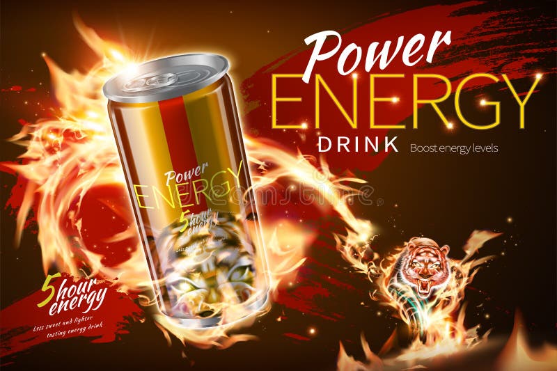 Władza napoju energetyczne reklamy ilustracja wektor