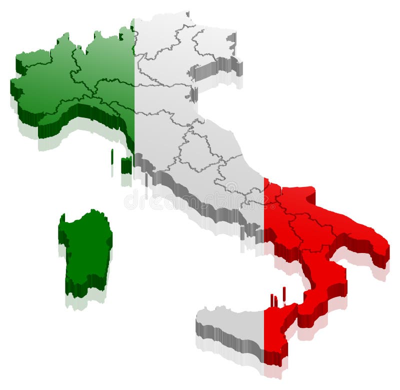 Italy map in 3d design and vector. Italy map in 3d design and vector