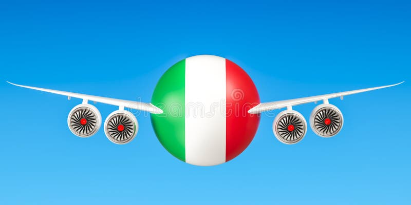 Włoskie linie lotnicze x27 i flying&; s, loty Włochy pojęcie - ludzki charakter - 3d rend