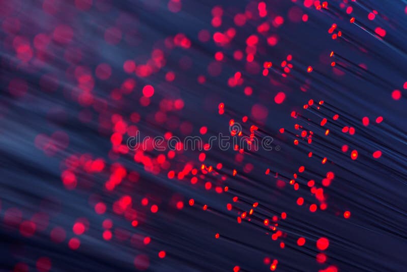 Fiber optics in red, close up with bokeh, warm lens flare. Fiber optics in red, close up with bokeh, warm lens flare.