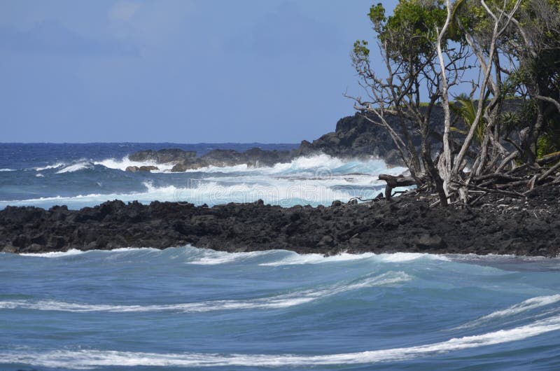 Imagine the beautiful blue surf raging over the lava on the banks of the Pacific. Imagine the beautiful blue surf raging over the lava on the banks of the Pacific.