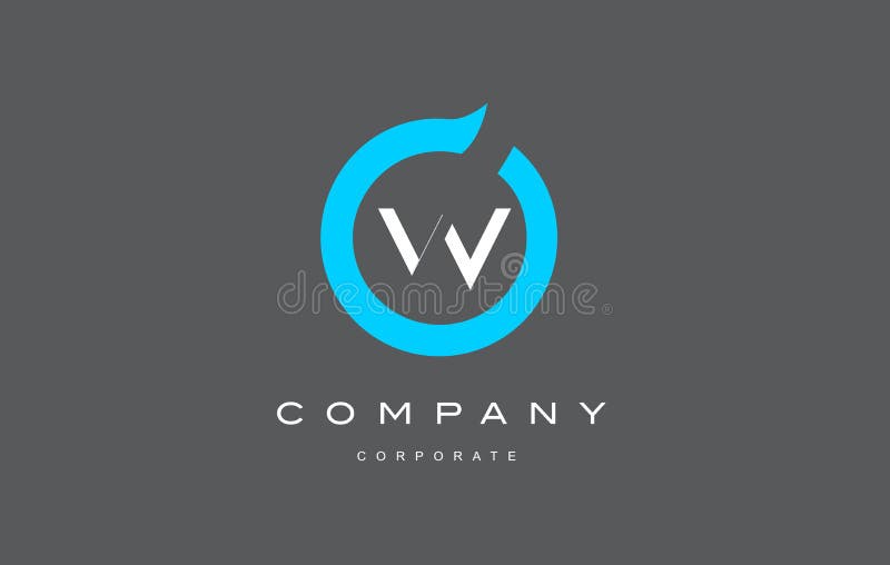 W信件字母表蓝色圈子商标传染媒介设计 向量例证