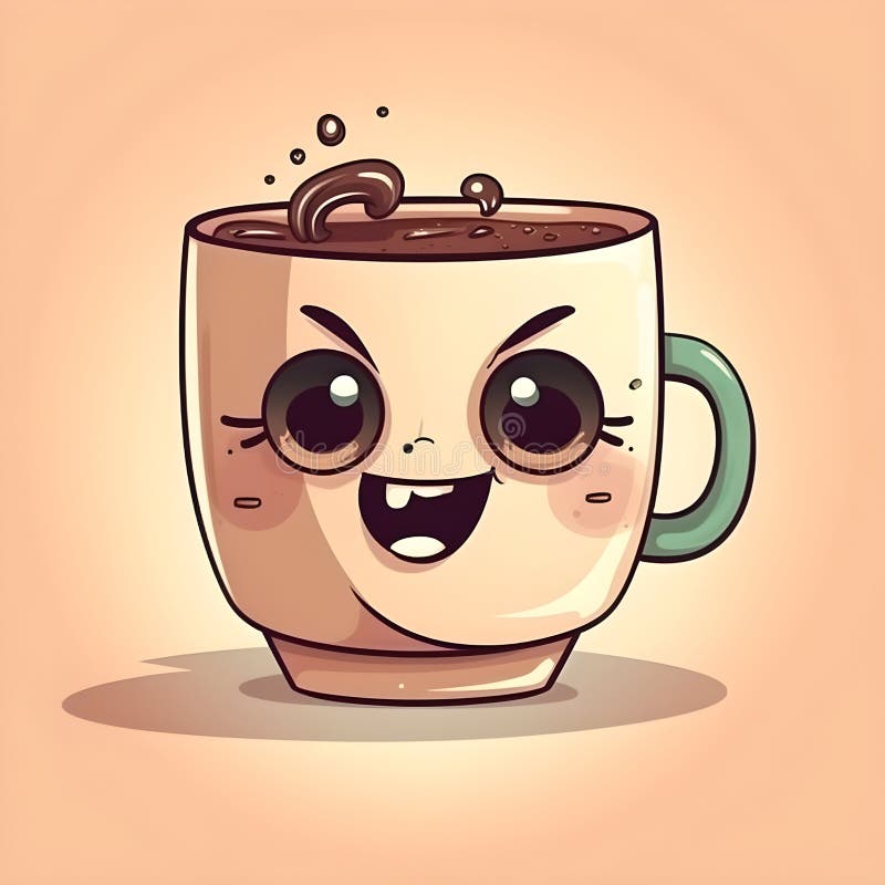 Xícara De Chá De Café Kawaii Fofa Com Personagem De Desenho Animado  Ilustração Stock - Ilustração de brincalhona, relaxamento: 273995555