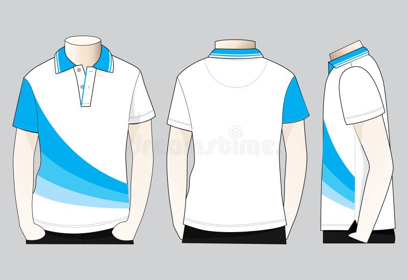 Polo Shirt Design Vector White Blue Colors Stock Illustrations