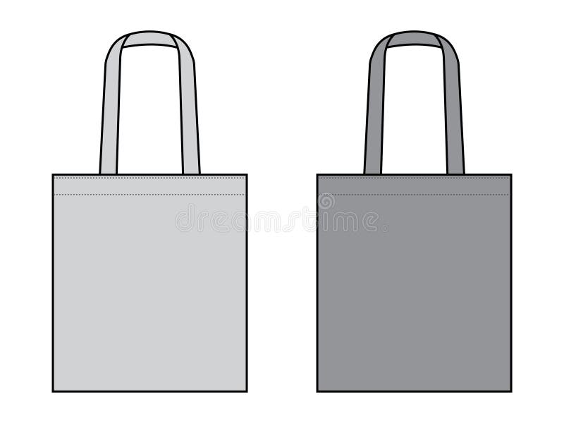 Gray Tote Bag for Template on White Background Stock Illustration ...