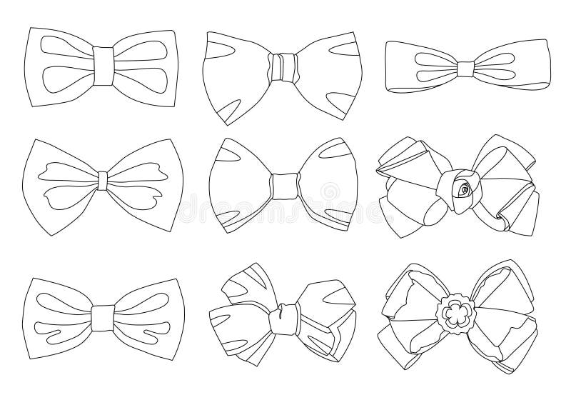 Bow Line Design Black and White on White Background Illustration Vector ...