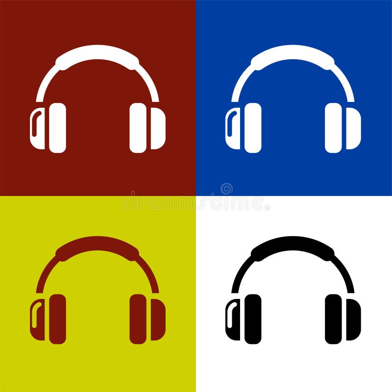 Set of Headphone Symbol Logo Flat Icon Vector Illustration Logo