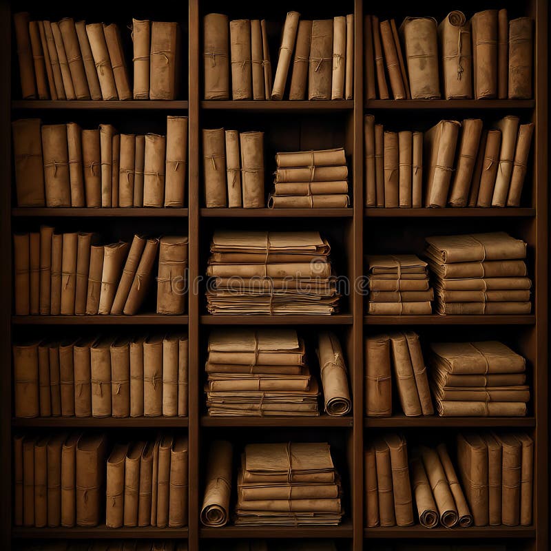 "Ancient library full of manuscripts and books. " stock photography