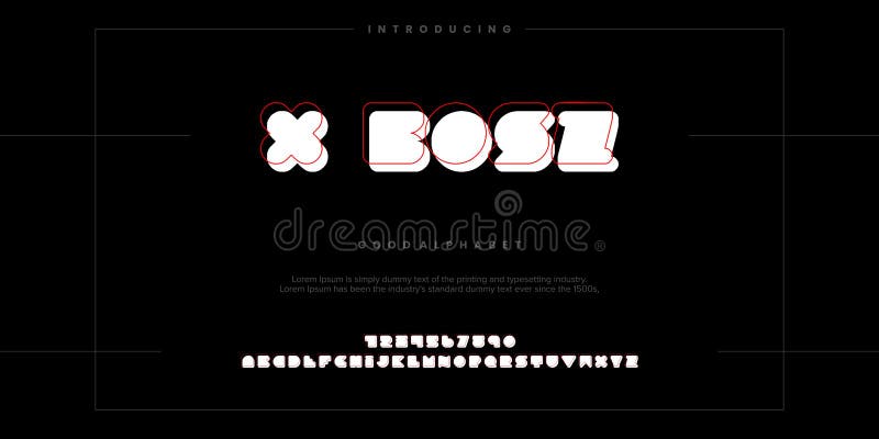 X Bosz Modern minimal abstract alphabet fonts vector illustration royalty free illustration