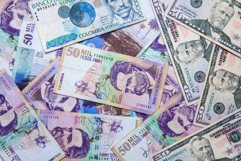 Exchange Rate between US Dollar and Colombian Peso in 2019 Stock Image