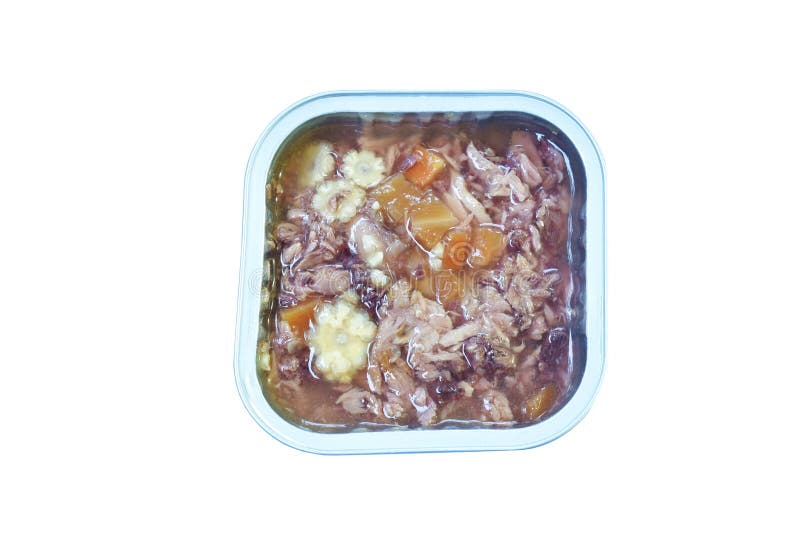 Cat and dog premium pet  food grade in aluminium tray on white background