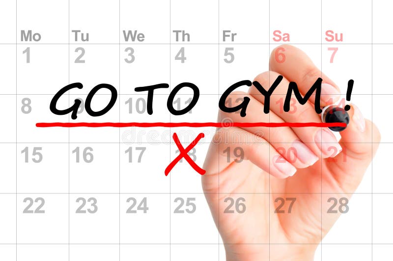 "Go To Gym" Reminder on the Calendar Stock Photo Image of sport