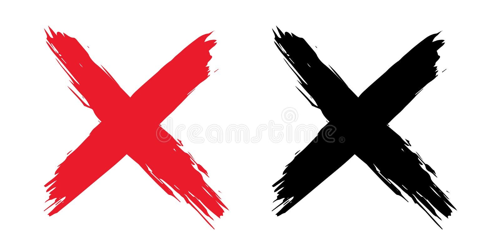 Hand draw of a check mark and cross Royalty Free Vector