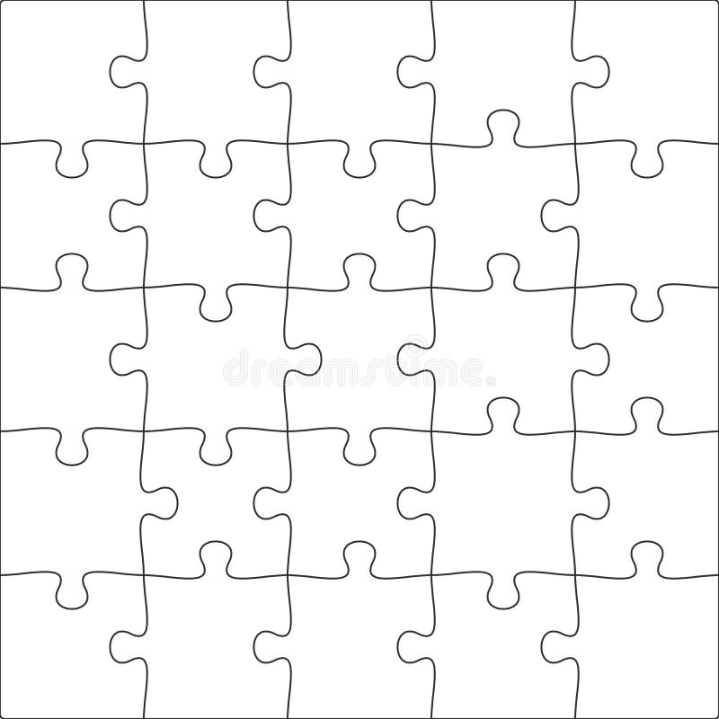 Puzzle Pieces Vector Illustration. 4x4 Jigsaw Puzzle Blank