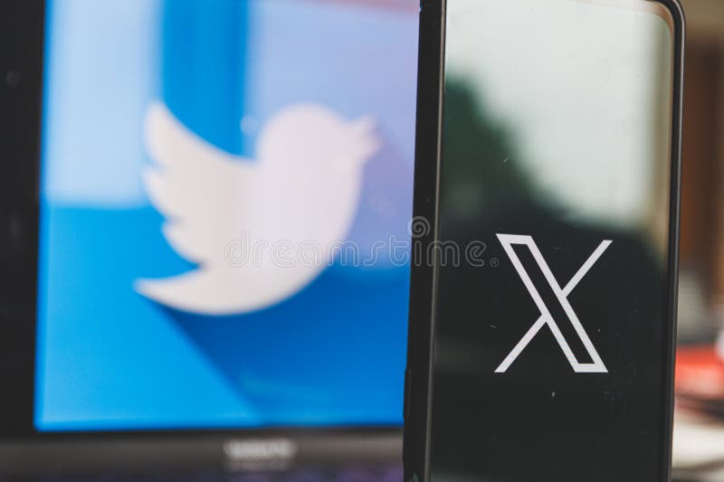 X logo and the twitter logo on the screen.