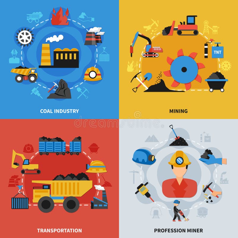 2x2 Mining Icons Set vector illustration