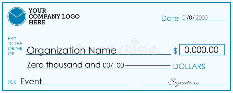 Large Presentation Check Template | Giant Check for Fundraisers and Charitable Events. This presentation check template scales to 24in x 60in and can be sent to