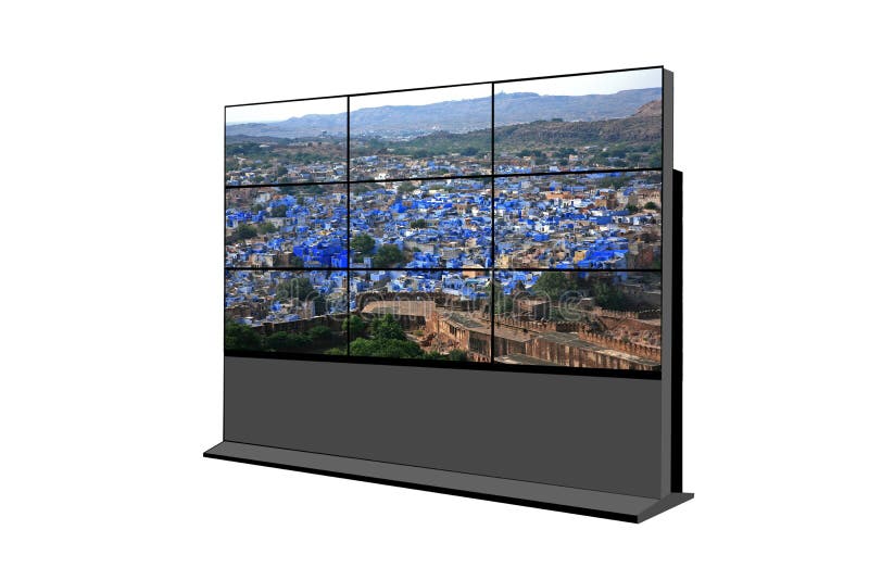 3X3 επίδειξη TV πλάσματος LCD σε μια στάση επιτροπής που απομονώνεται στο άσπρο υπόβαθρο στοκ εικόνα με δικαίωμα ελεύθερης χρήσης 3X3 επίδειξη TV πλάσματος LCD σε μια στάση επιτροπής που απομονώνεται στο άσπρο υπόβαθρο στοκ εικόνα με δικαίωμα ελεύθερης χρήσης