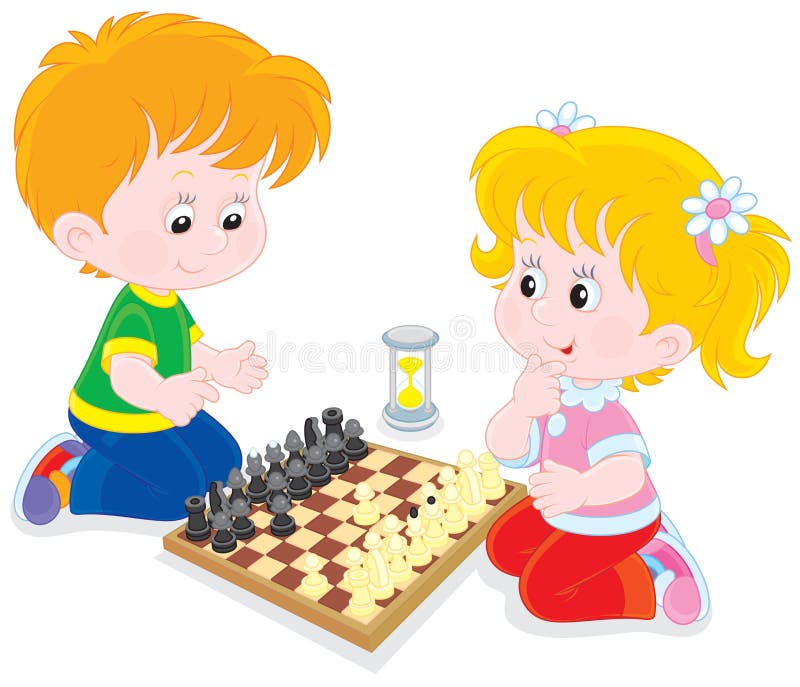 Xadrez do jogo de crianças ilustração royalty free Xadrez do jogo de crianças ilustração royalty free