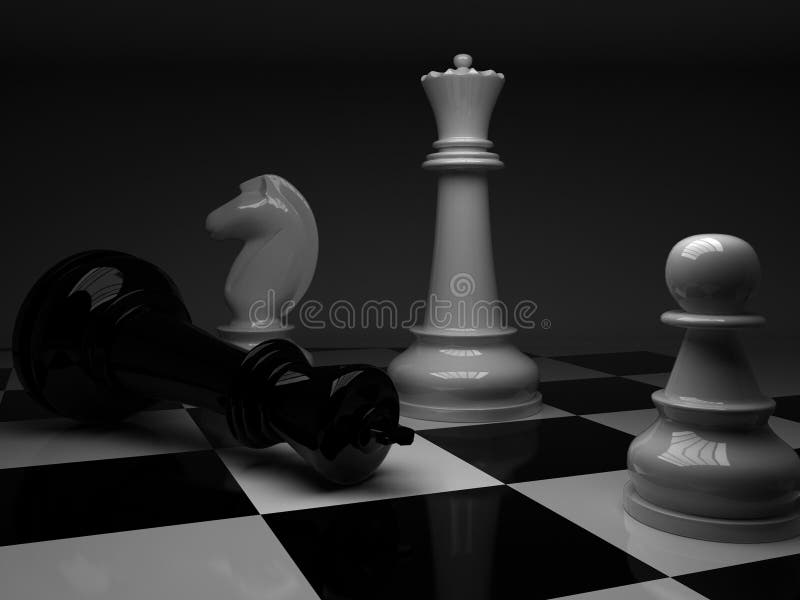 Destruição Rei Xadrez Branco Ilustração Conceitual Checkmate Com