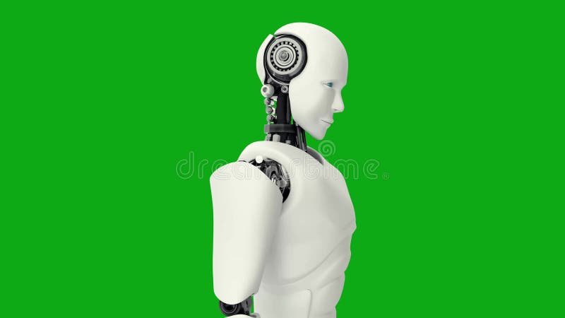 Xai futurist robot informatic artificial CGI de inteligență pe fond negru și verde stock illustration
