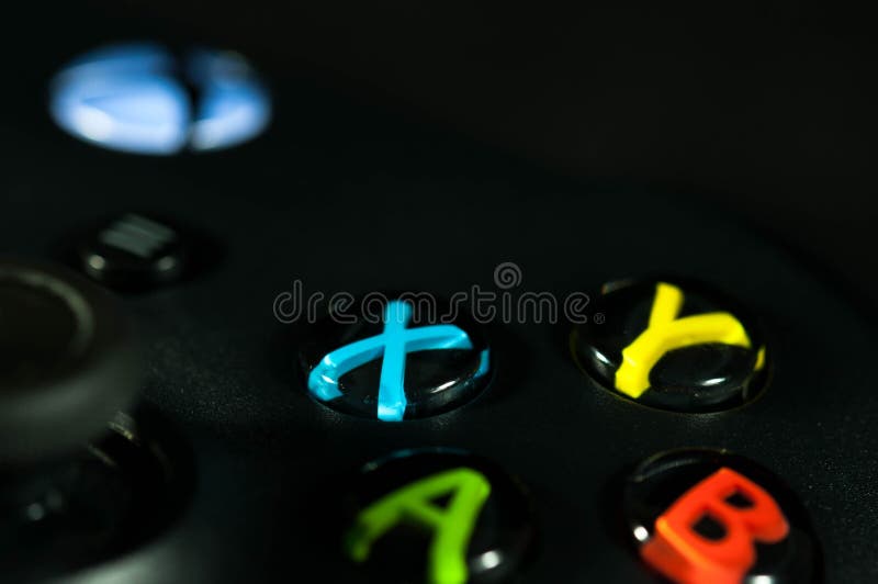 Xbox une fin de contrôleur de jeu vidéo vers le haut de macro tir photos stock Xbox une fin de contrôleur de jeu vidéo vers le haut de macro tir photos stock