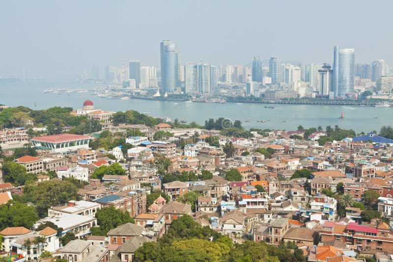 Xiamen view from Gulangyu Island, China. stock photography