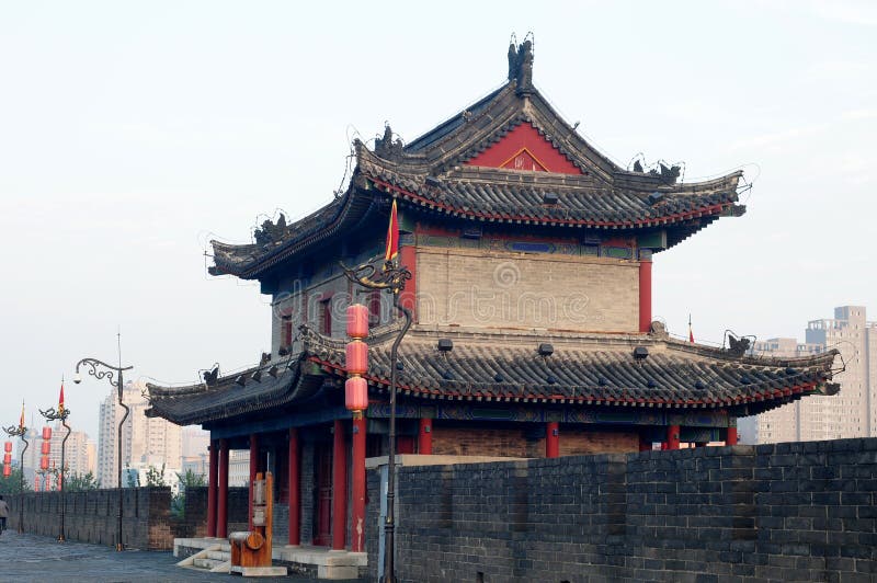 The famous ancient city wall of Xian, China
