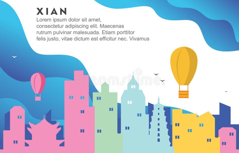 Xian miasta budynku pejzażu miejskiego Porcelanowego linia horyzontu tła Dynamiczna ilustracja ilustracja wektor Xian miasta budynku pejzażu miejskiego Porcelanowego linia horyzontu tła Dynamiczna ilustracja ilustracja wektor