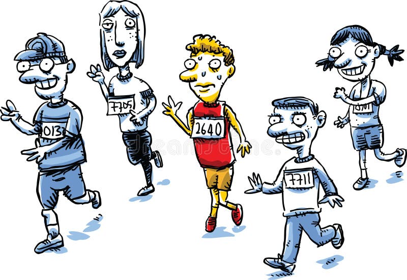 A cartoon man in a running race suddenly needs to pee. A cartoon man in a running race suddenly needs to pee.