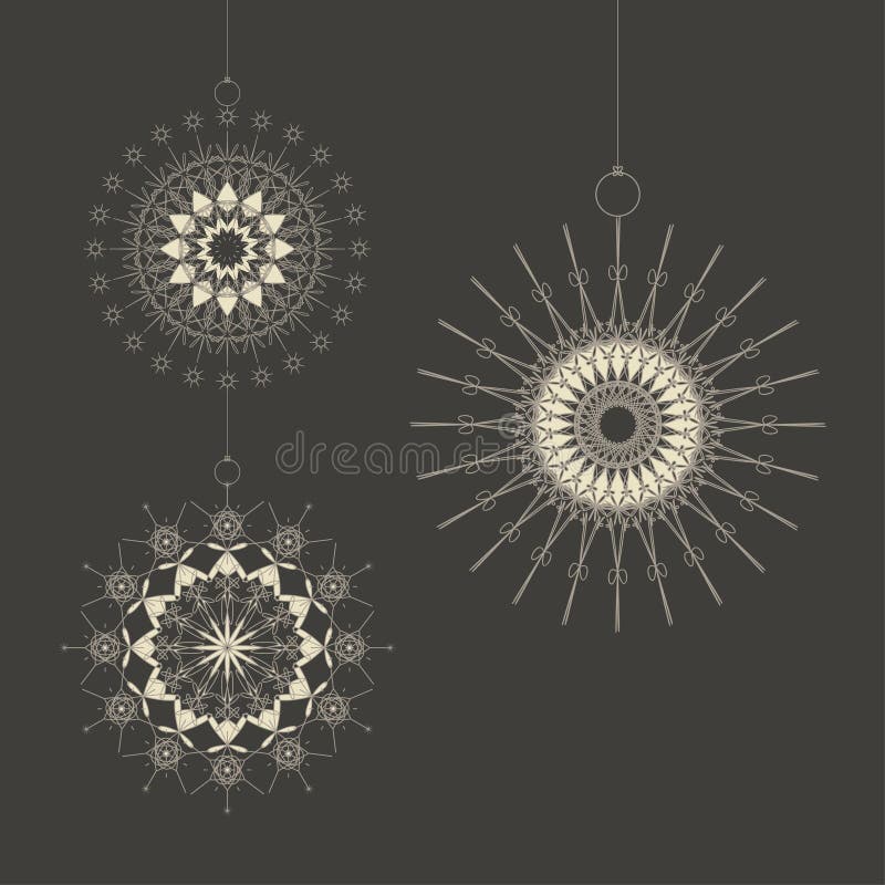 Christmas greeting card, with three hanging stars in a dark gray background. Christmas greeting card, with three hanging stars in a dark gray background.