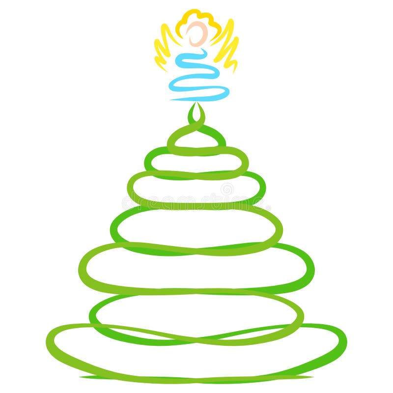 Xmas-träd med ängel överst, abstrakt mönster royaltyfri illustrationer Xmas-träd med ängel överst, abstrakt mönster royaltyfri illustrationer