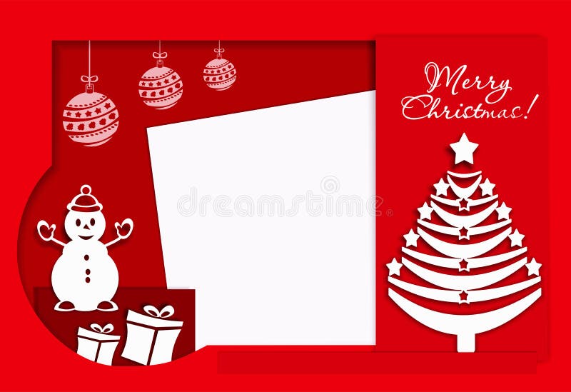 Xmas открытки веселый с деревом снеговика и Нового Года, красным цветом, знаменем, красный, красочным, иллюстрация штока Xmas открытки веселый с деревом снеговика и Нового Года, красным цветом, знаменем, красный, красочным, иллюстрация штока