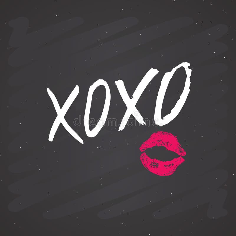 XOXO-borstel van letters voorziend teken, de kalligrafische omhelzingen van Grunge en kussenuitdrukking, Internet-de symbolen van