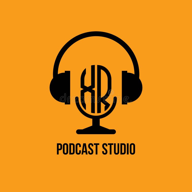 Xr monogram hoofdtelefoon- en microfoonstijl stock illustratie