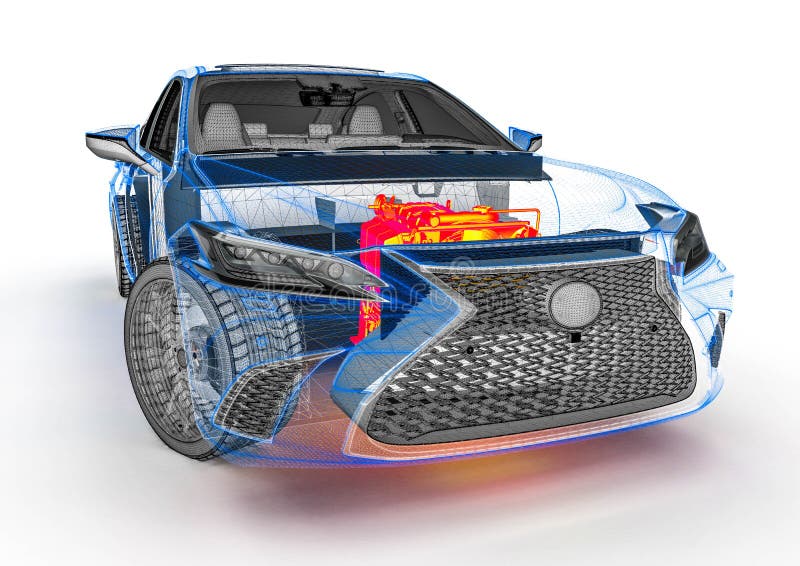 Xray of a Car with Heated Engine Stock Illustration Illustration of