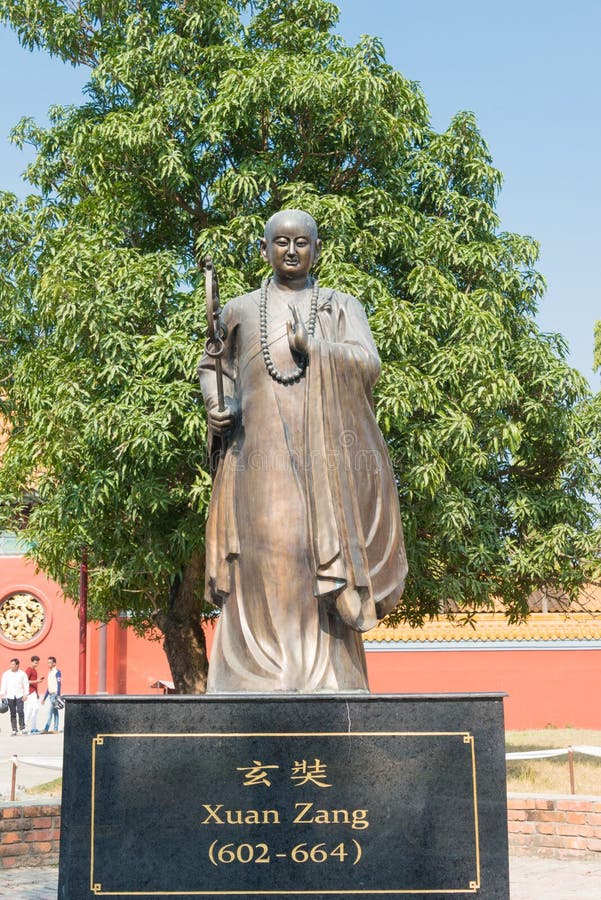 Xuanzang Statue at Chinese Buddhist Monastery in Lumbini, Nepal. royalty free stock photography