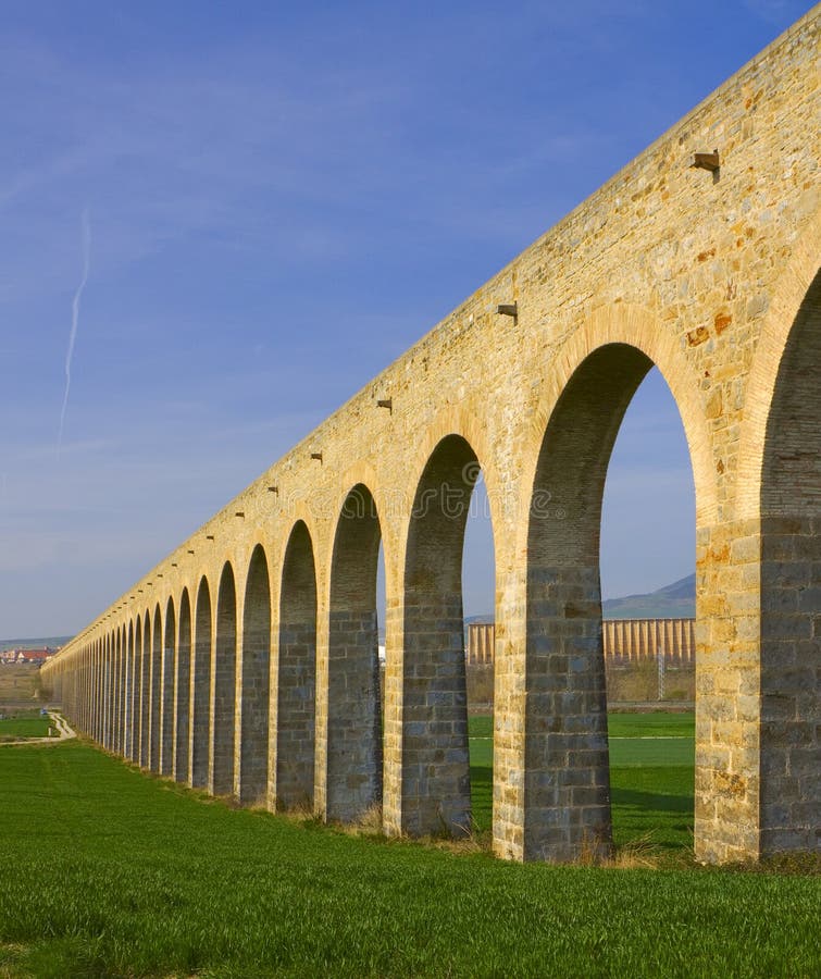 XXVIII century aqueduct Noain, Navarra royalty free stock images