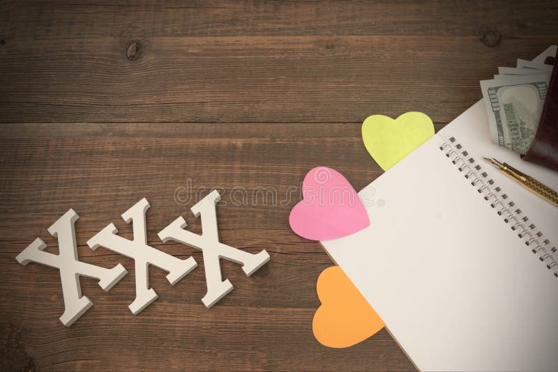 XXX Love Sign, Opened Notepad and Male Wallet with Cash Stock Image Image of marital, hardcore