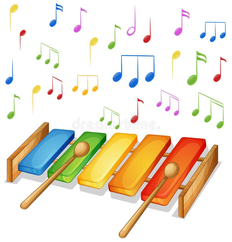 Xylophon mit Musik merkt Hintergrund lizenzfreie abbildung Xylophon mit Musik merkt Hintergrund lizenzfreie abbildung