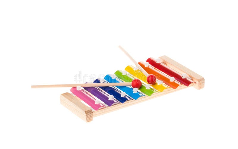 Xylophone Isolated stock photo. Image of green, triangle 61327052