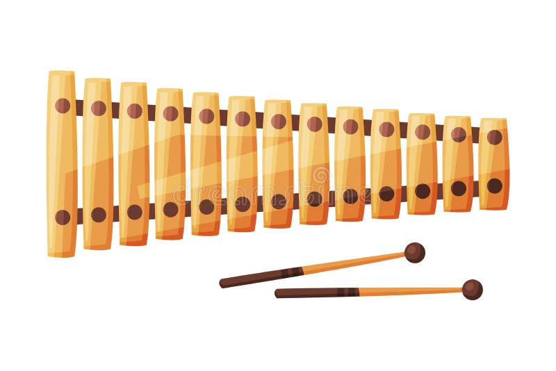 Xylophone Percussion Musical Instrument Flat Style Vector Illustration