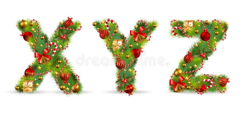 XYZ, christmas tree font