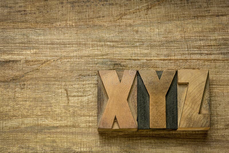 Xyz - last letter of alphabet in wood type