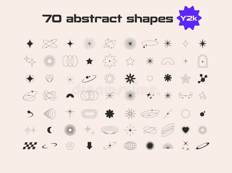 Y2k Aesthetic Minimal Elements. Geometric Lines, Frames, Stars. Vector ...