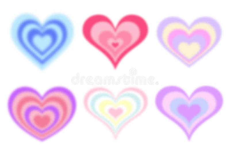 Y2k Blurred Heart. Gradient Aesthetic Stickers with Soft Glow Effect ...